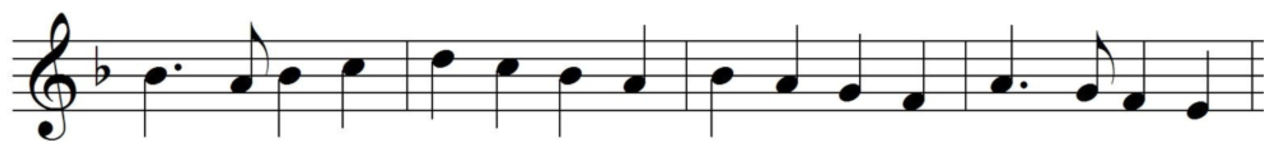 Sheet music example showing conjunct melodic motion using stepwise movement for GCSE and A Level music composition